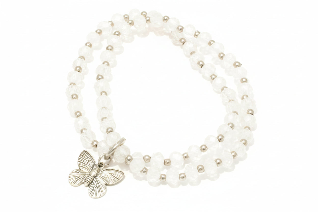 Suzie Blue Canada - Double Strand Crystal Bracelet With Butterfly Charm