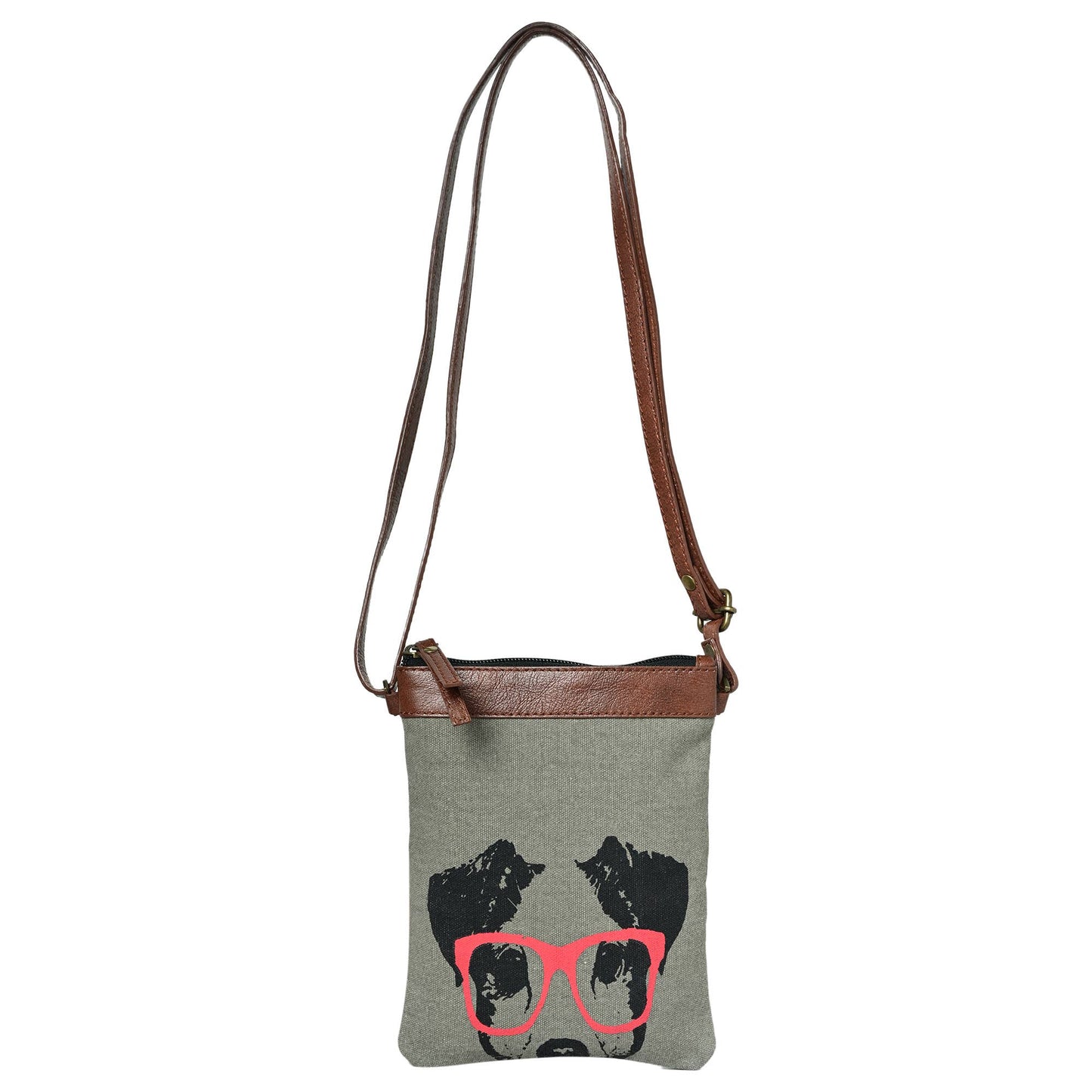 Mona B. - Dog Up-Cycled Original Leather Canvas Crossbody Bag