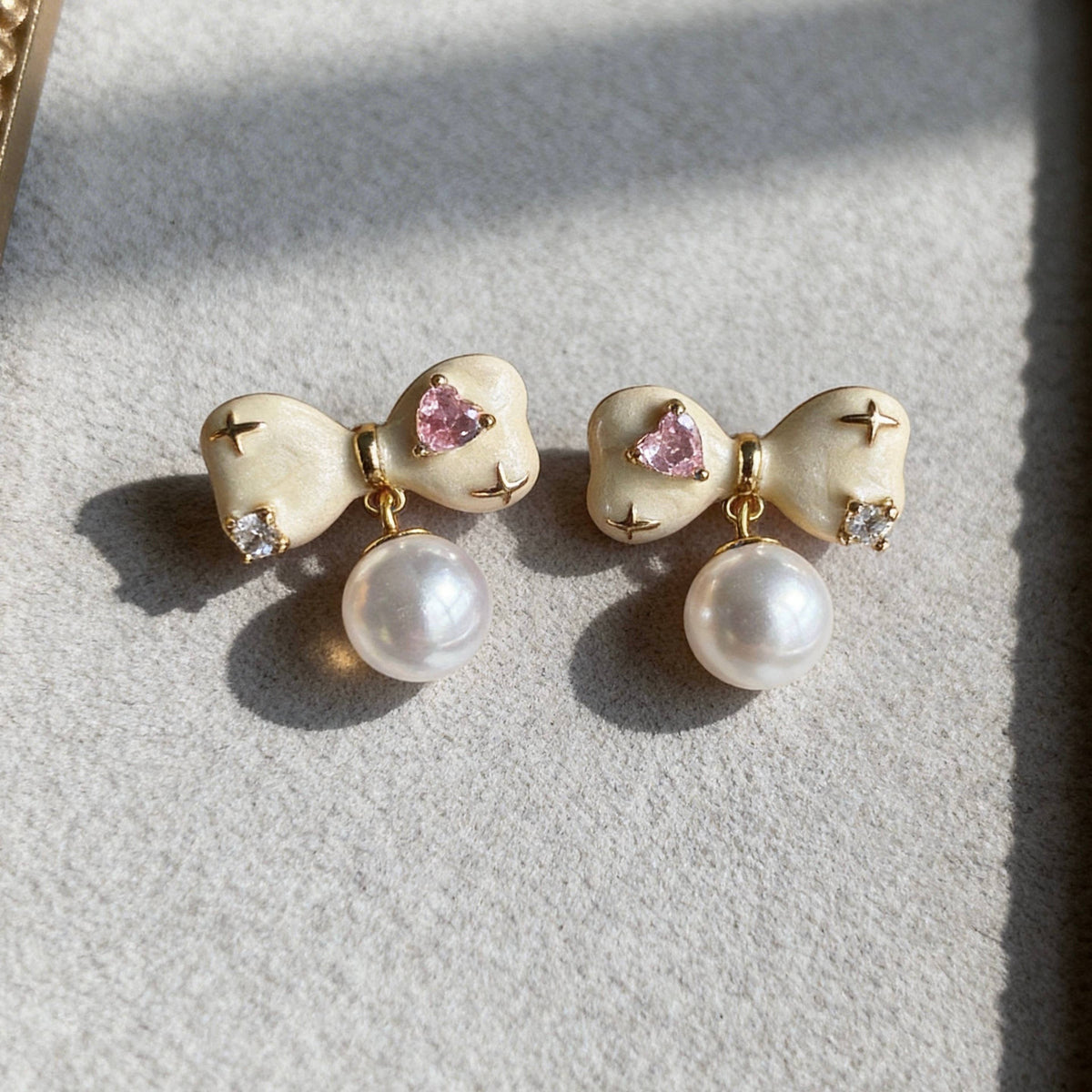 Aurea Jewelry - Bow Pearl Drop Earrings
