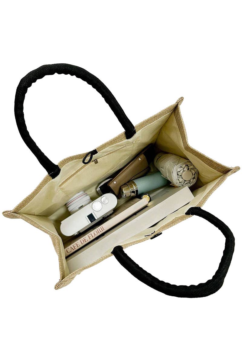 Beach Vibes Burlap Tote