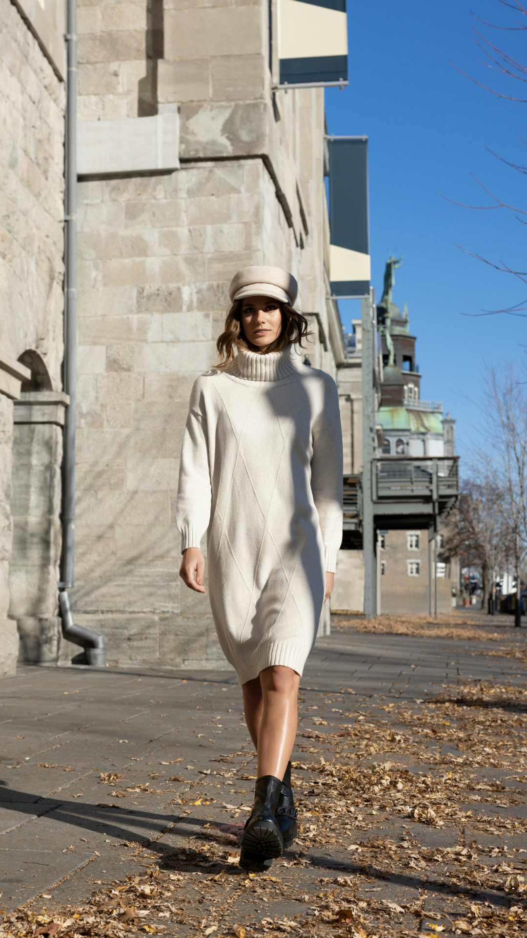 Renuar Sweater Dress Creme