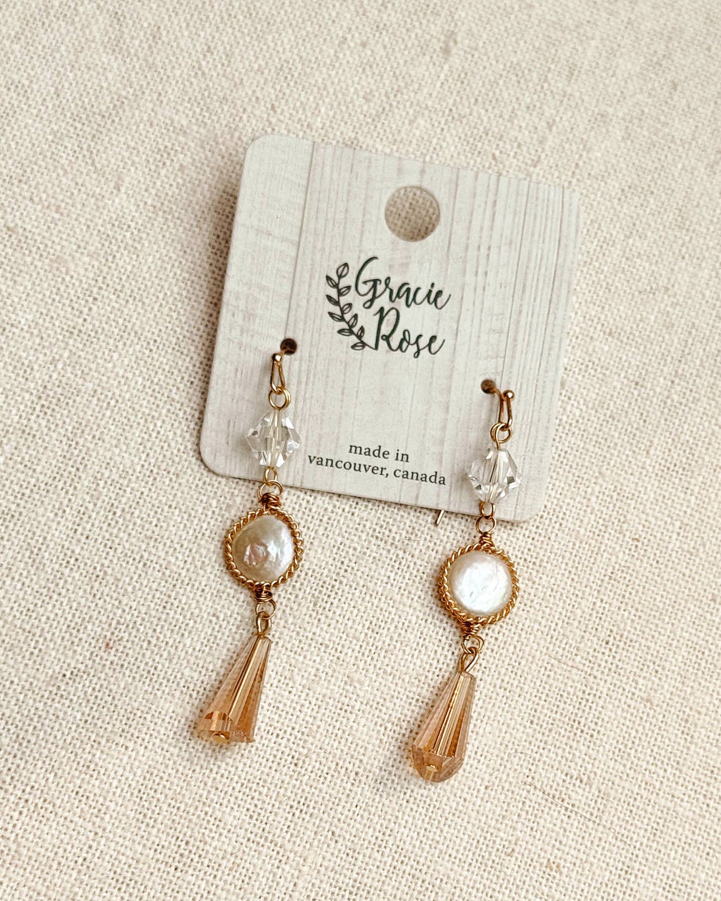 Gracie Rose Designs - Freshwater Pearl & Crystal Tassel Drop Earrings