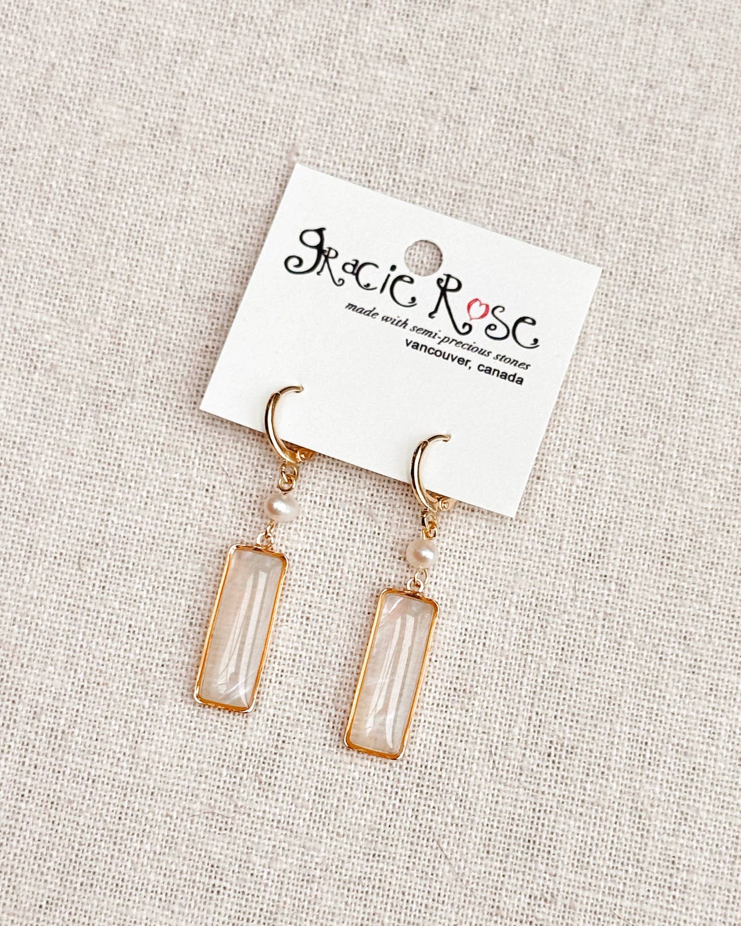 Gracie Rose Designs - Gold Freshwater Pearl Shell Mother of Pearl Drop Earrings
