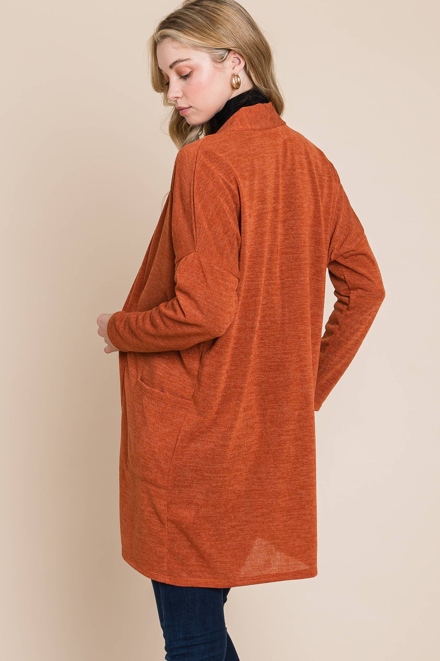 BOMBOM SOFT KNIT CARDIGAN WITH POCKETS Pumpkin