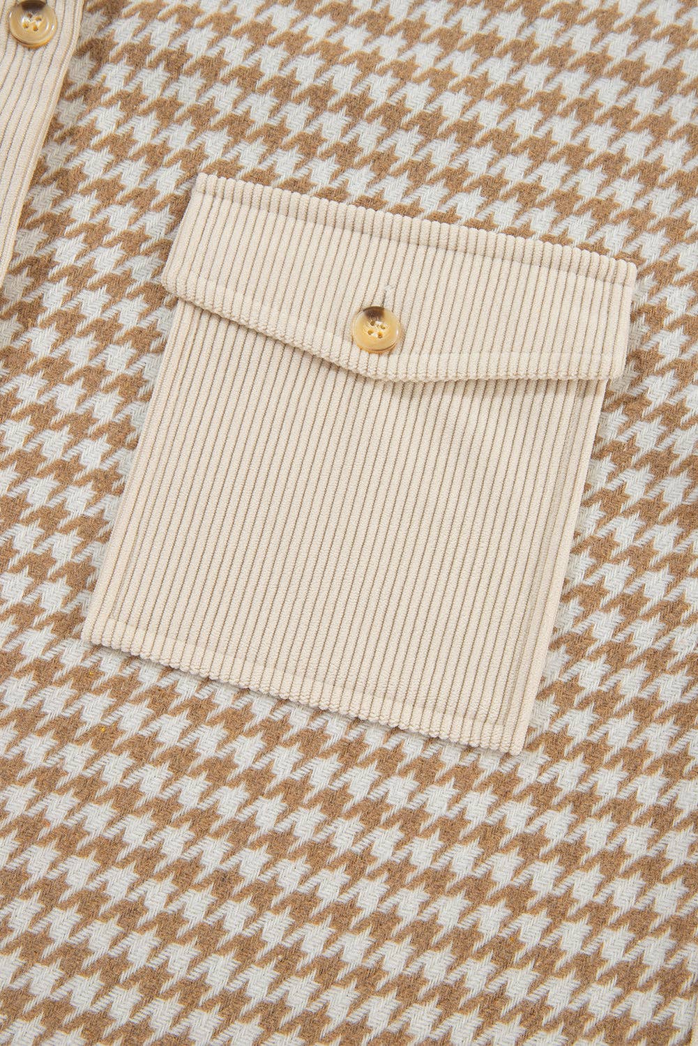 Lovesoft Beige Houndstooth Shacket