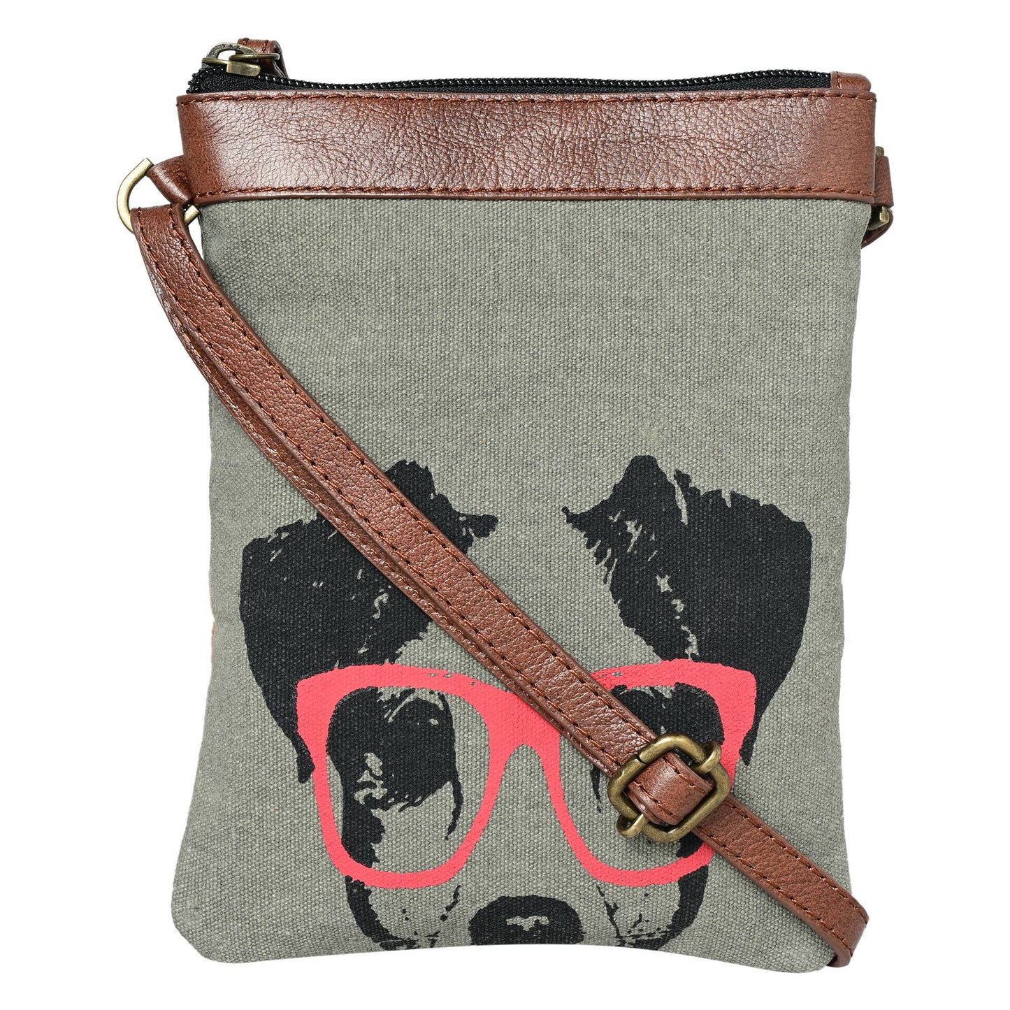 Mona B. - Dog Up-Cycled Original Leather Canvas Crossbody Bag