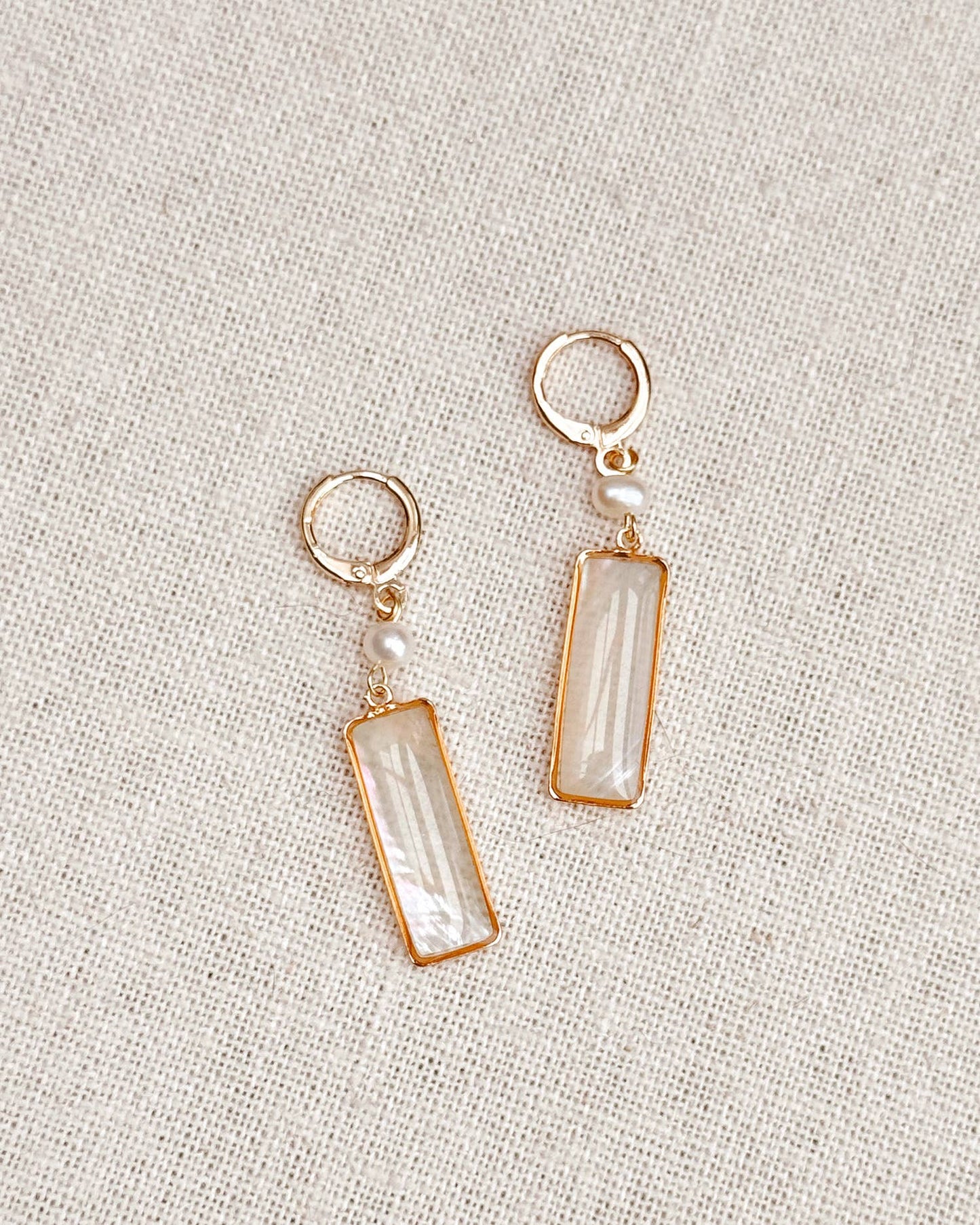 Gracie Rose Designs - Gold Freshwater Pearl Shell Mother of Pearl Drop Earrings