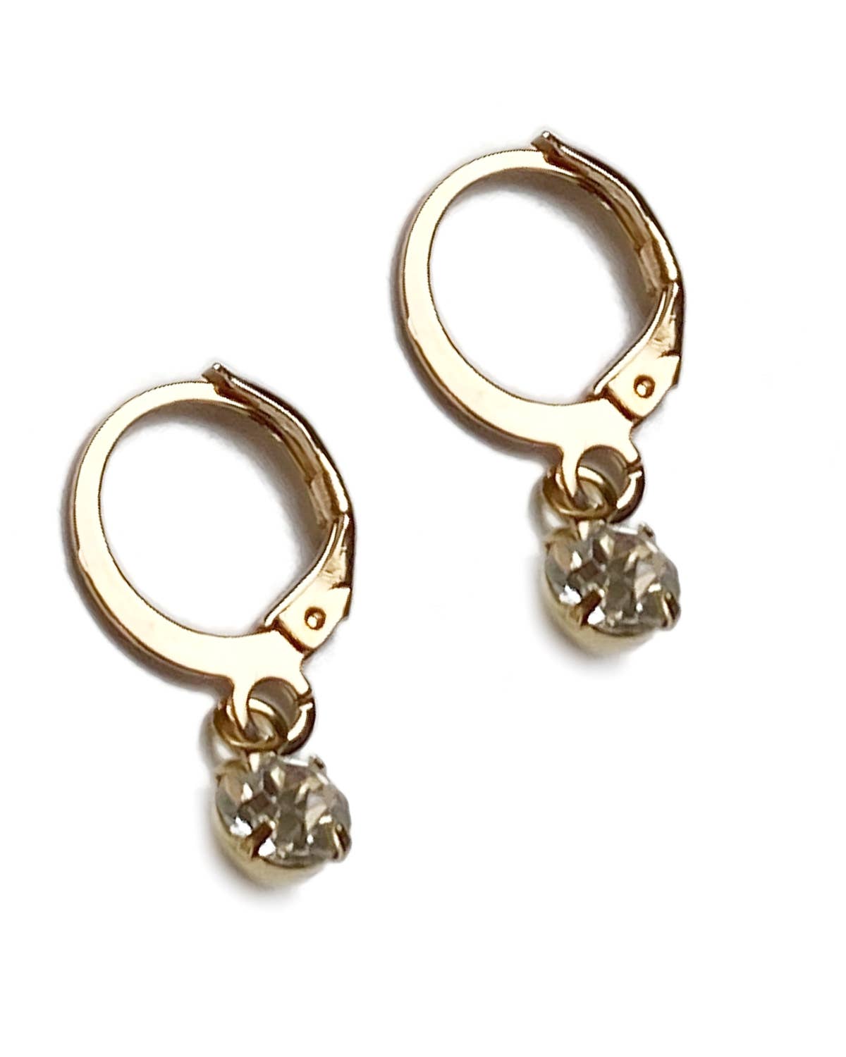 Gracie Rose Designs - Minimalist Cute Gold Mini Crystal Rhinestone Dangle Earrings
