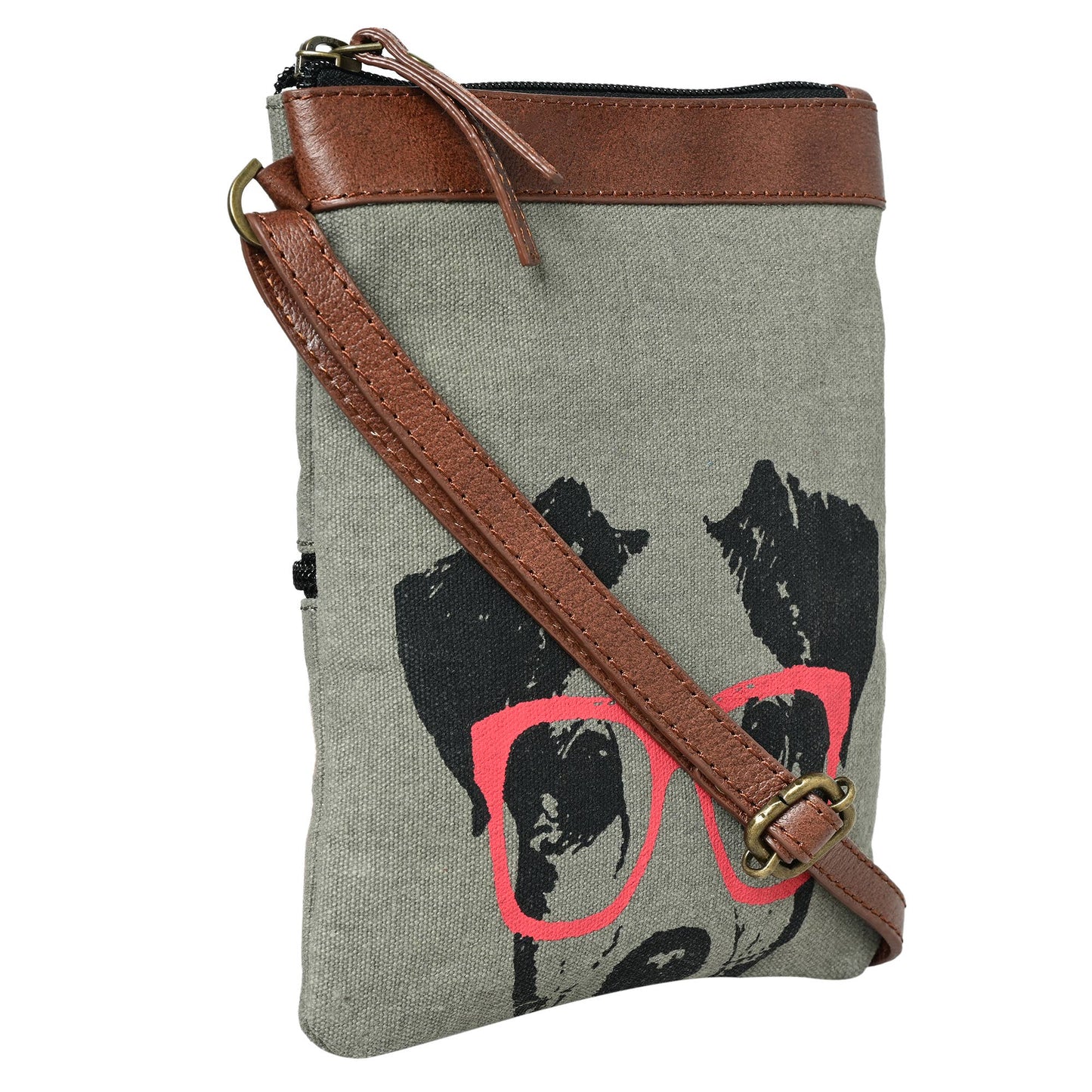 Mona B. - Dog Up-Cycled Original Leather Canvas Crossbody Bag