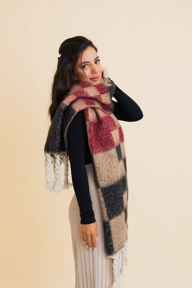 Black & Red Super Soft Blanket Scarf