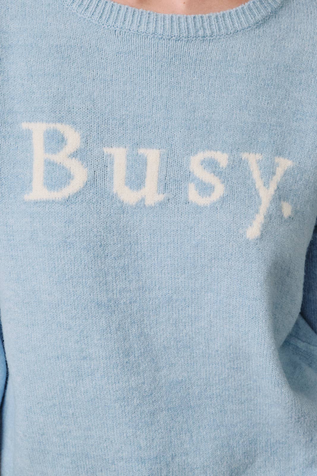 Sunday Edition by LE LIS - ROUND NECK LONG SLEEVE "BUSY" VERBIAGE LT WEIGHT SWEATER