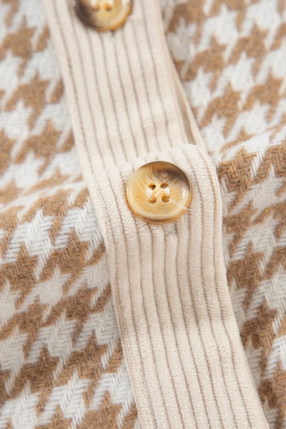 Lovesoft Beige Houndstooth Shacket