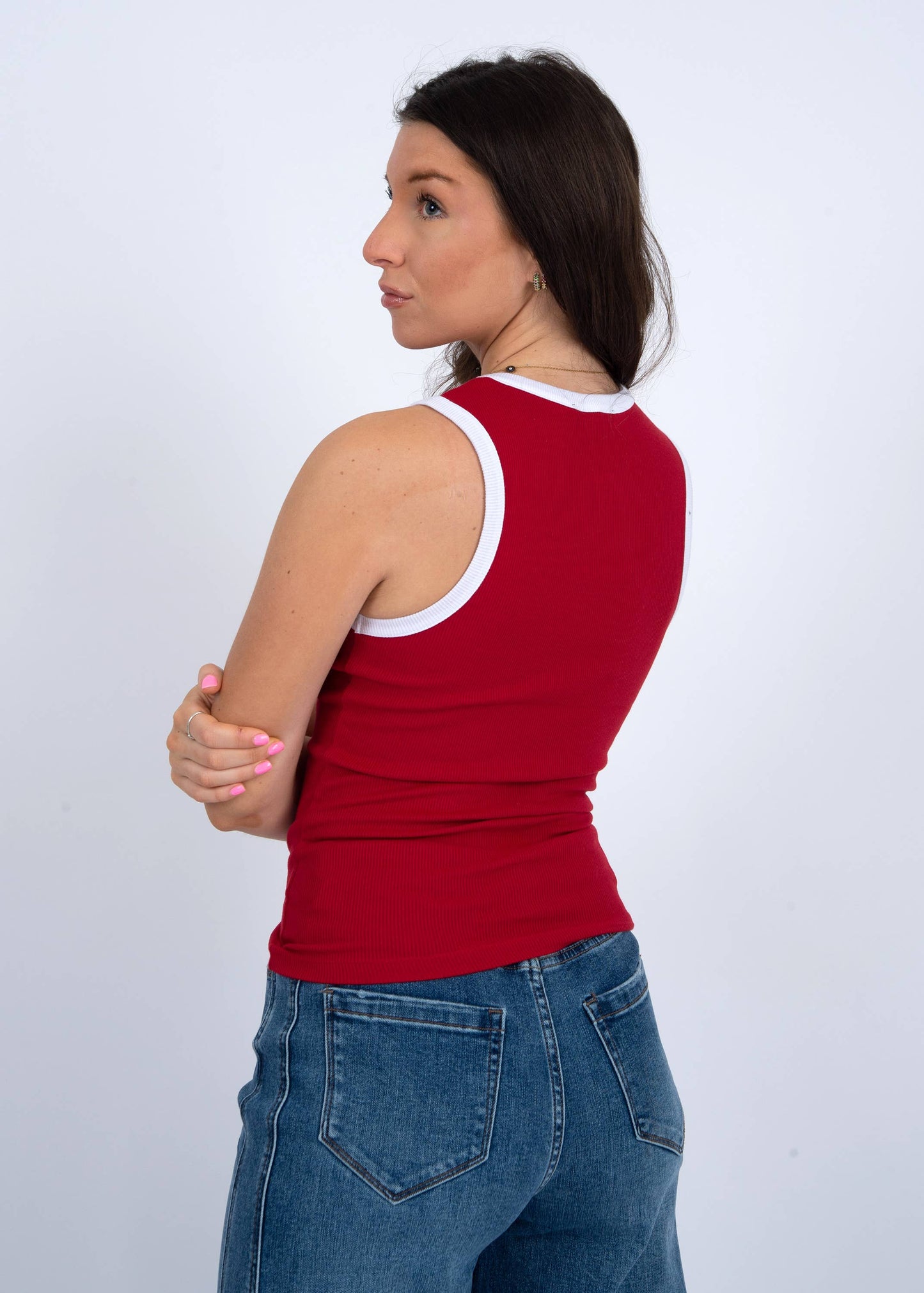RD Style - MARIA CREW NECK MUSCLE TANK CRIMSON