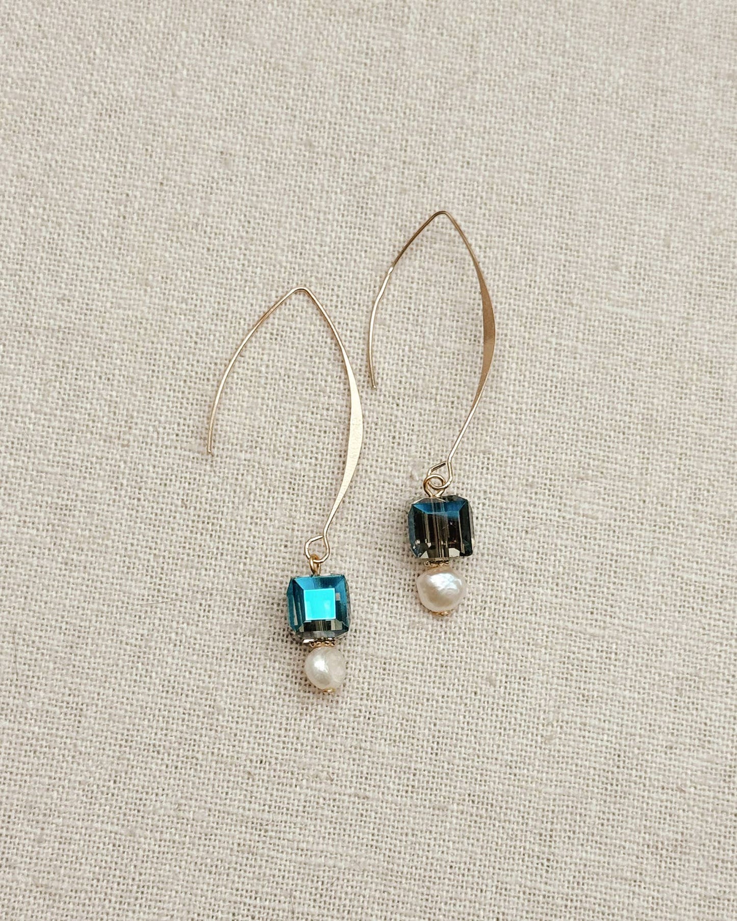 Gracie Rose Designs - Gold Cubic Crystal & Pearl Drop Thread Thru Earrings