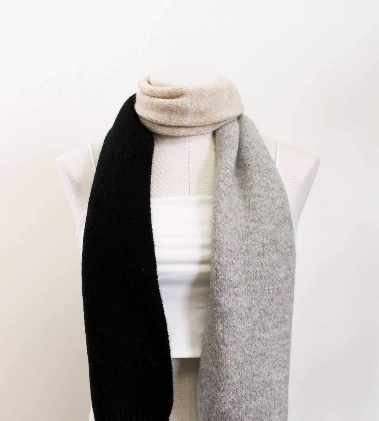 La-a SOLE - Chloe Winter Scarf | Black. Grey & Ivory