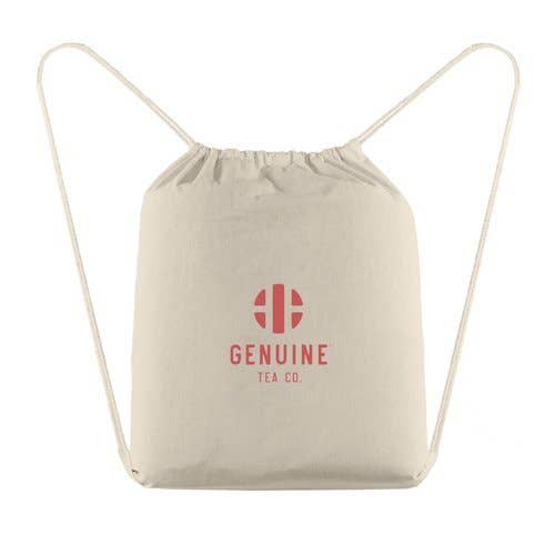 Genuine Tea - Drawstring Canvas Tote Bag
