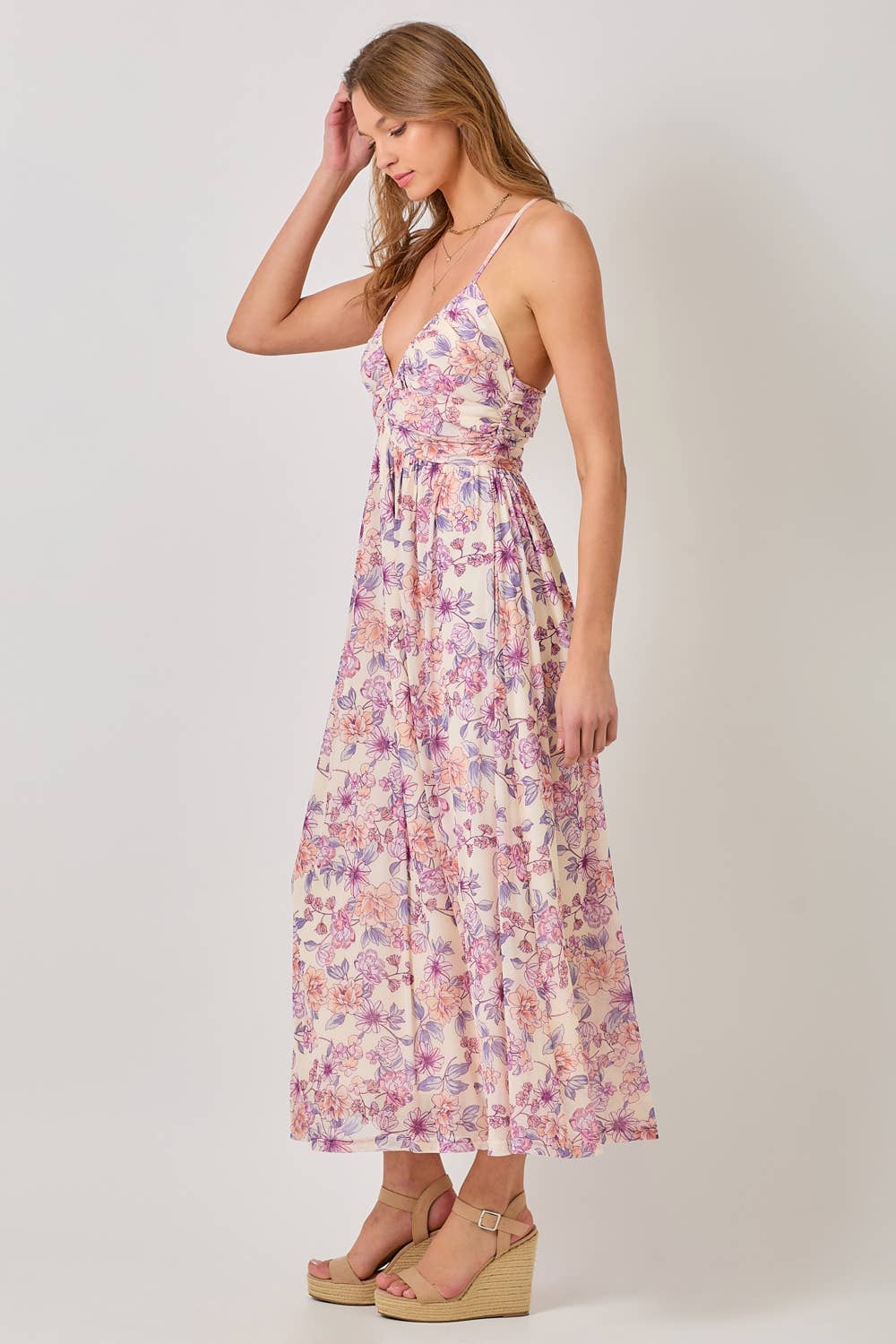 Mystree Floral Pleated Dress
