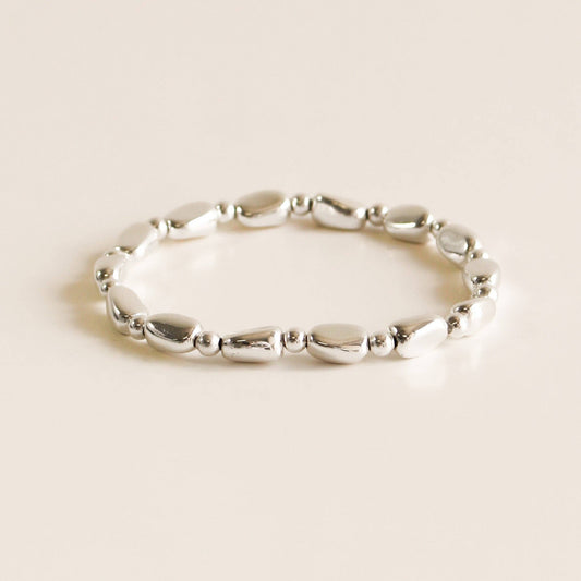 La-a SOLE - Stretch Bracelet | Stone-shaped Beads. Silver