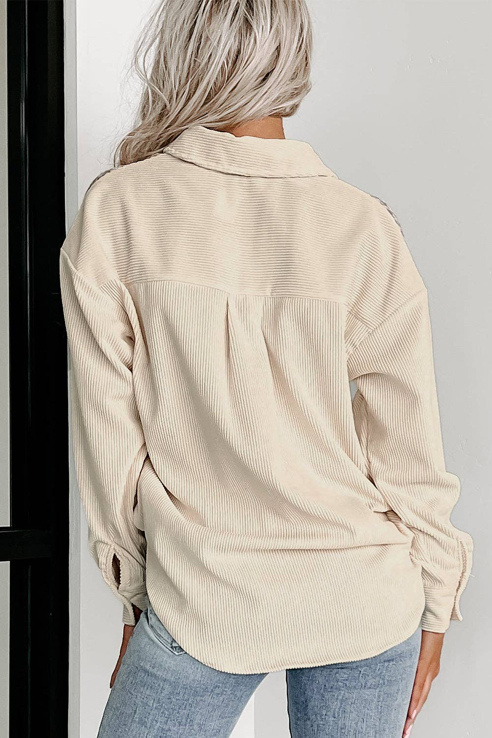 Lovesoft Beige Houndstooth Shacket