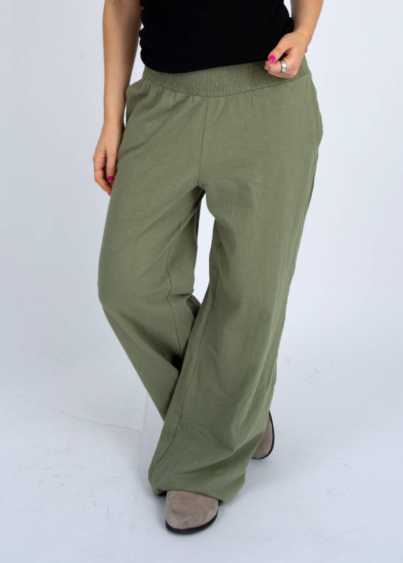 RD Style - TEDDY RUCHED WAISTBAND PANTS