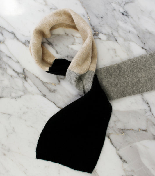 La-a SOLE - Chloe Winter Scarf | Black. Grey & Ivory