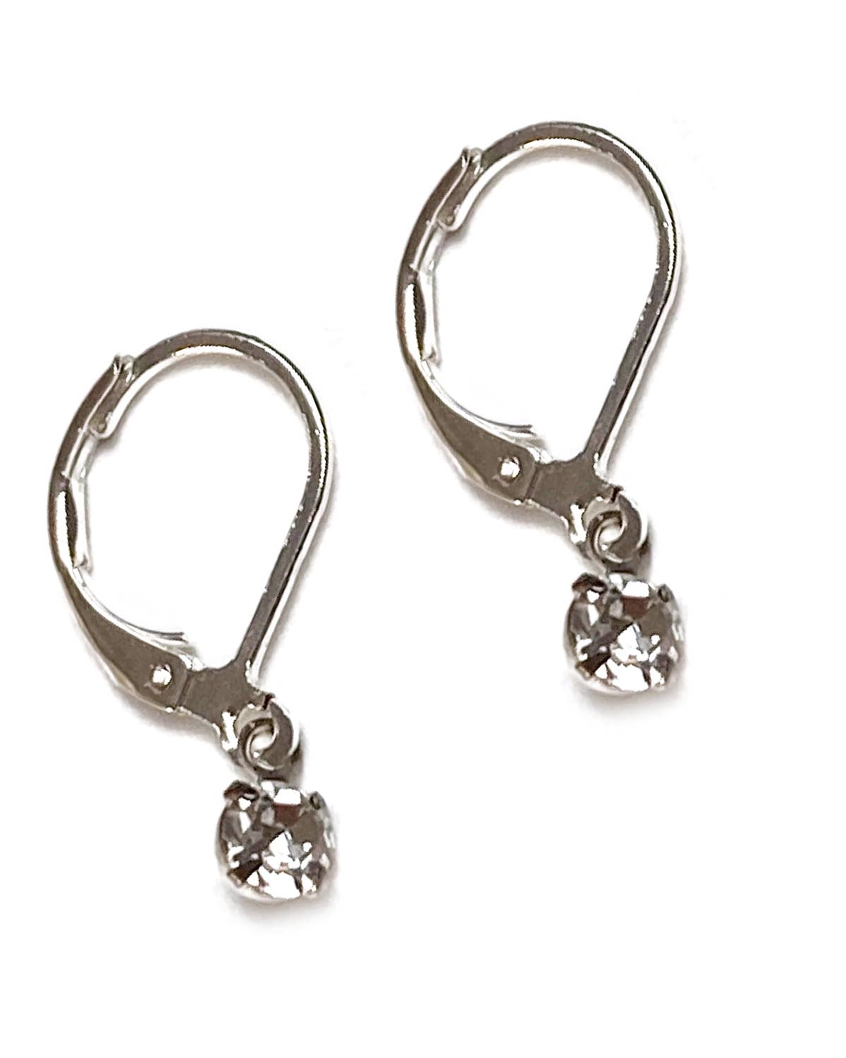 Gracie Rose Designs - Cute Bridal Silver Mini Crystal Rhinestone Dangle Earrings