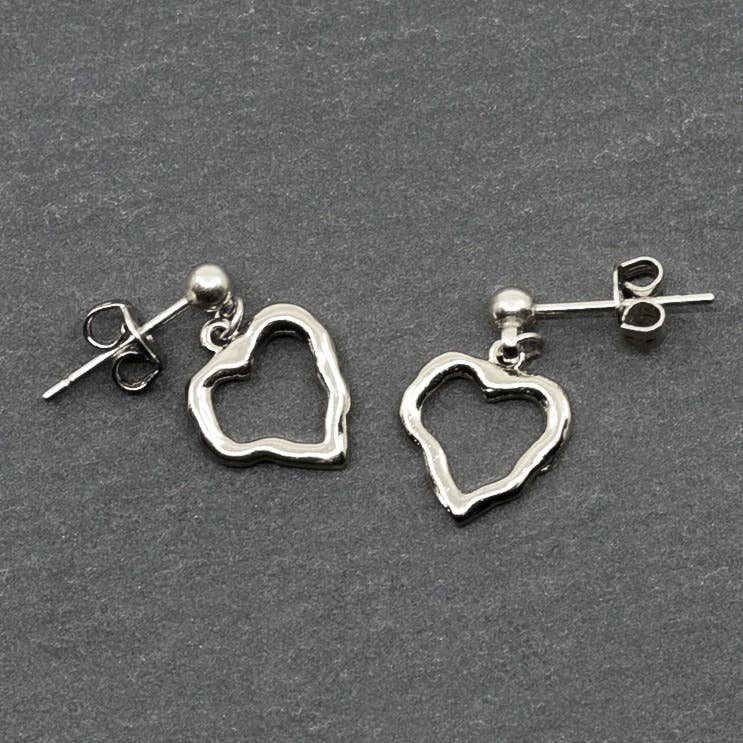 Suzie Blue Canada - Open Heart Silver Plate Drop Earrings