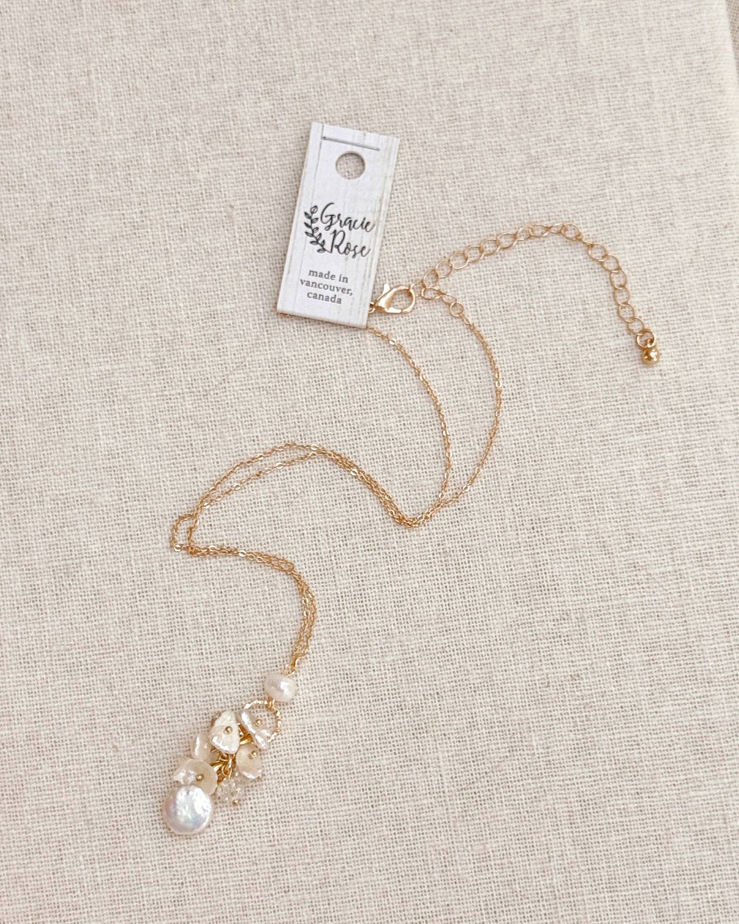 Gracie Rose Designs - Freshwater Pearl Cluster Necklace – Gold Chain