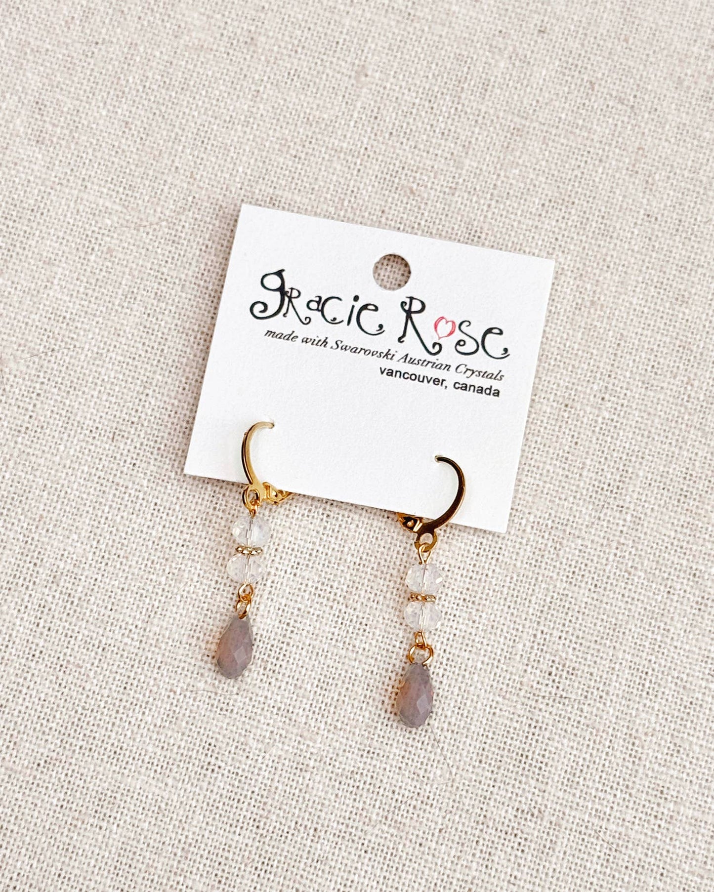 Gracie Rose Designs - Swarovski Minimalist Bride Opal & Grey Crystal Earrings
