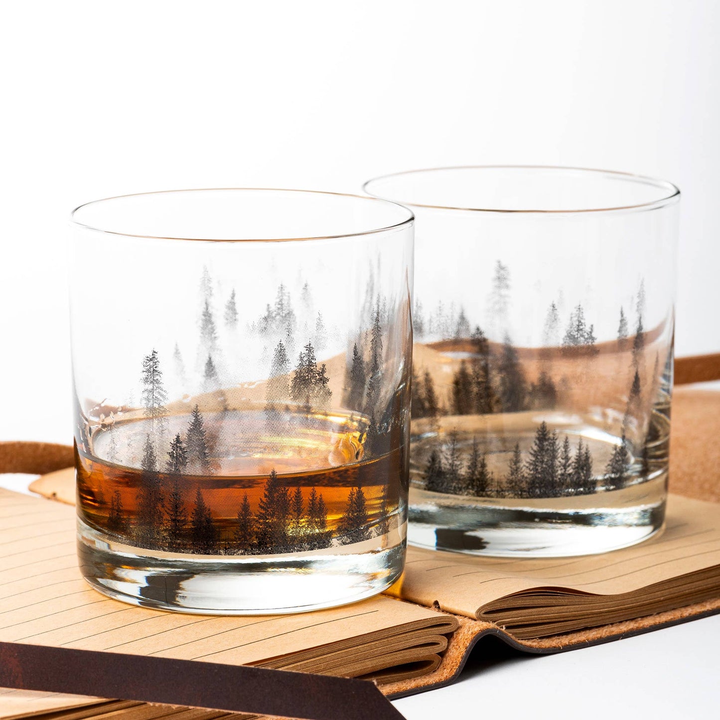 Black Lantern - Forest and Clouds Whiskey Glasses