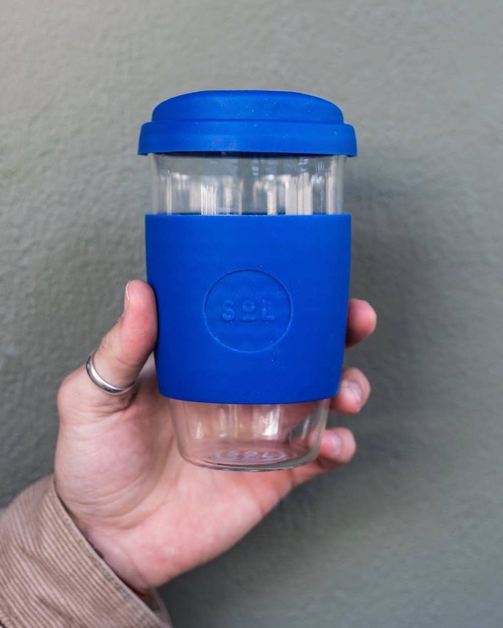 One Less - 16OZ Winter Bondi Blue Glass Travel Tumbler from SOL Cups