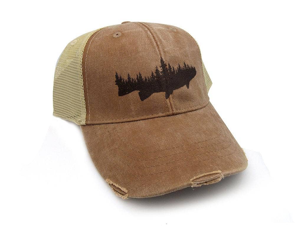 Black Lantern Fish & Forest Trucker Hat Brown