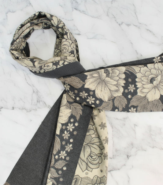 La-a SOLE - Ash Printed Winter Scarf | Grey