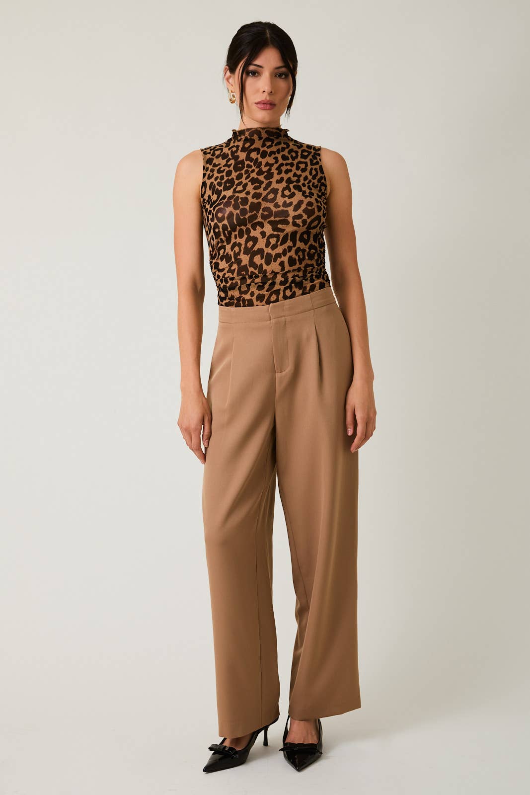 Sunday Edition Leopard Mesh Mockneck
