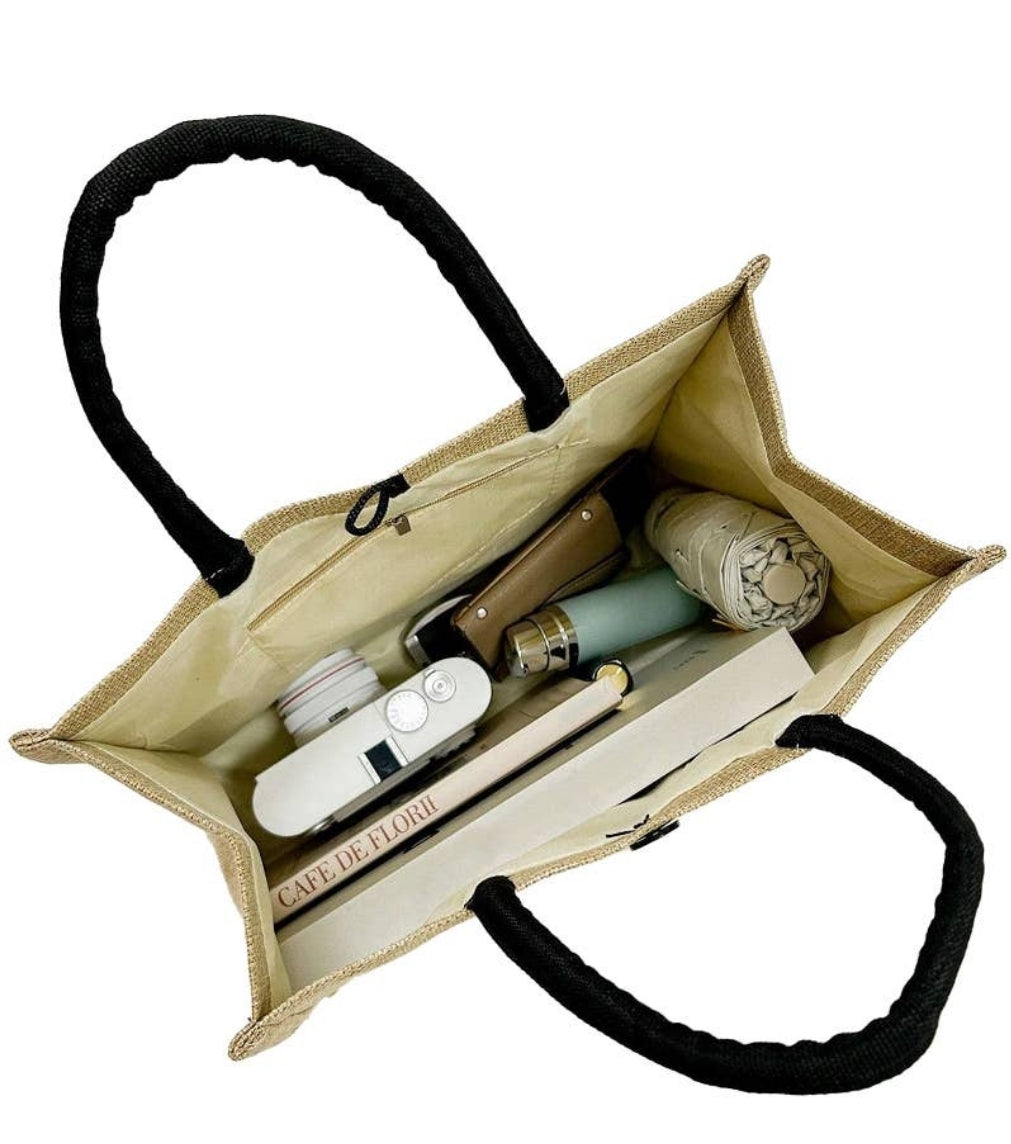 Beach Please Burlap Tote