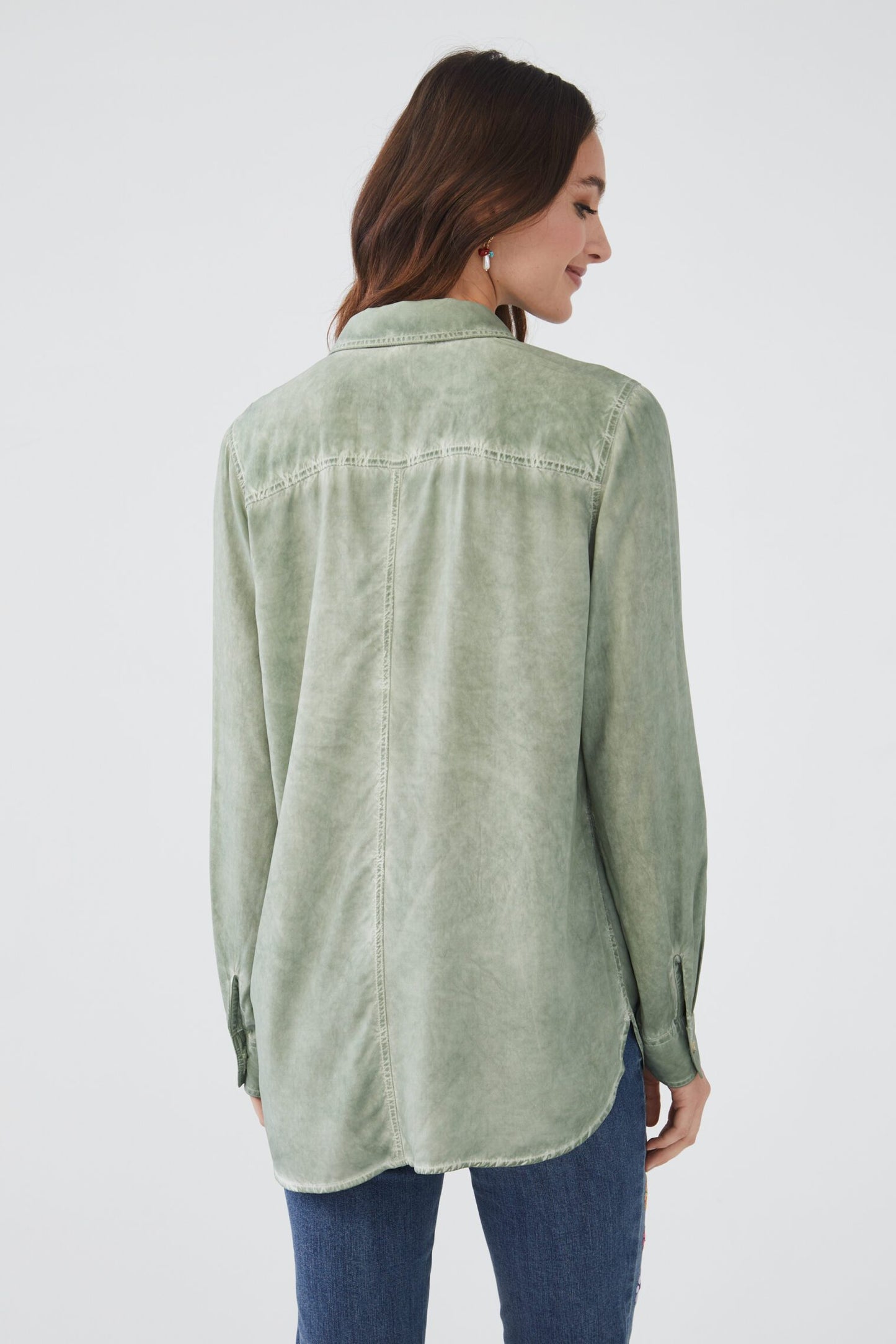 French Dressing Long Sleeve Pigment Dye Shirt Bayleaf