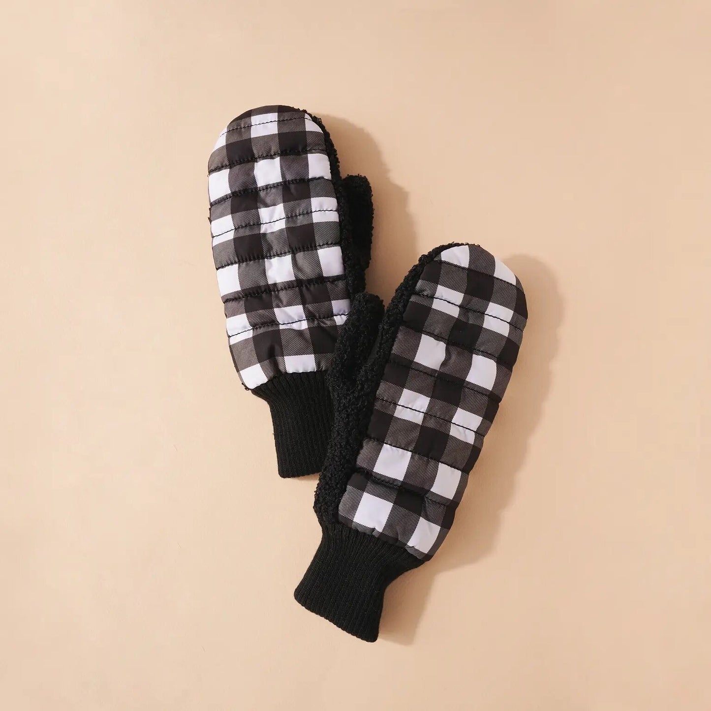 White Buffalo Check Mittens