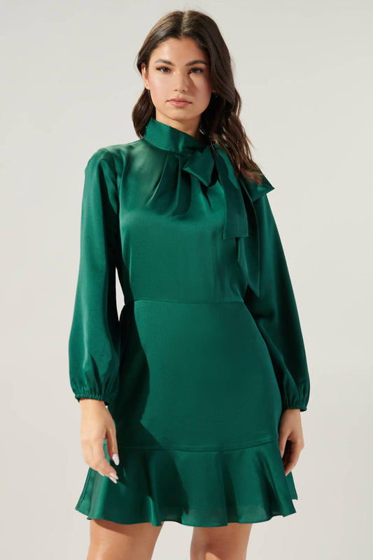 Sugarlips - Desiree Satin Tie Neck Mini Dress