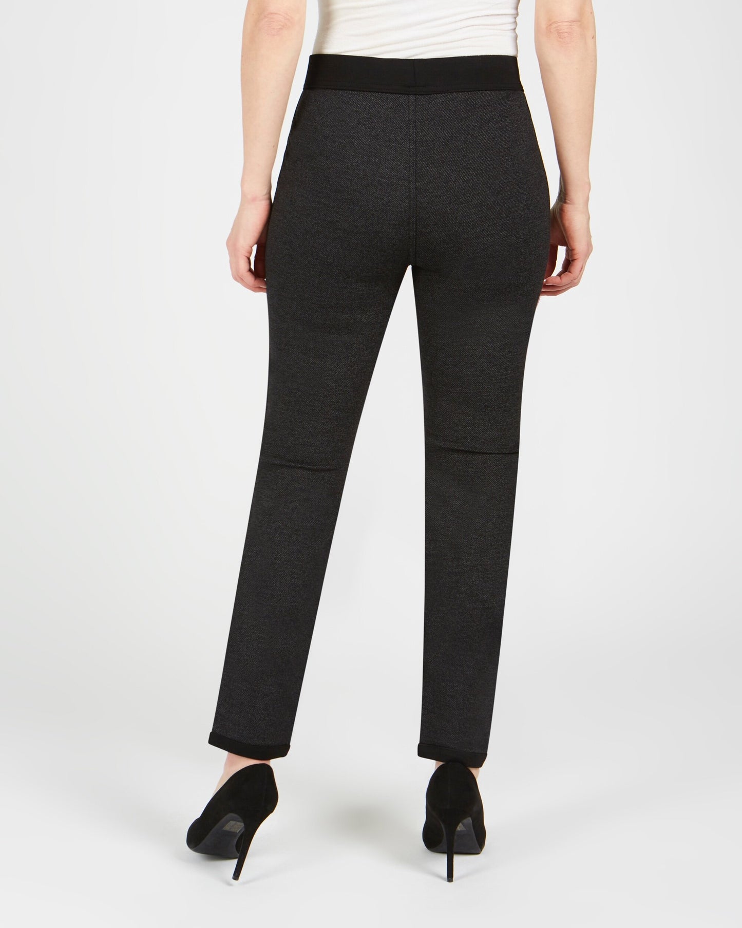 Renuar Charcoal Ponte Pant With Belt Loops Straight Leg