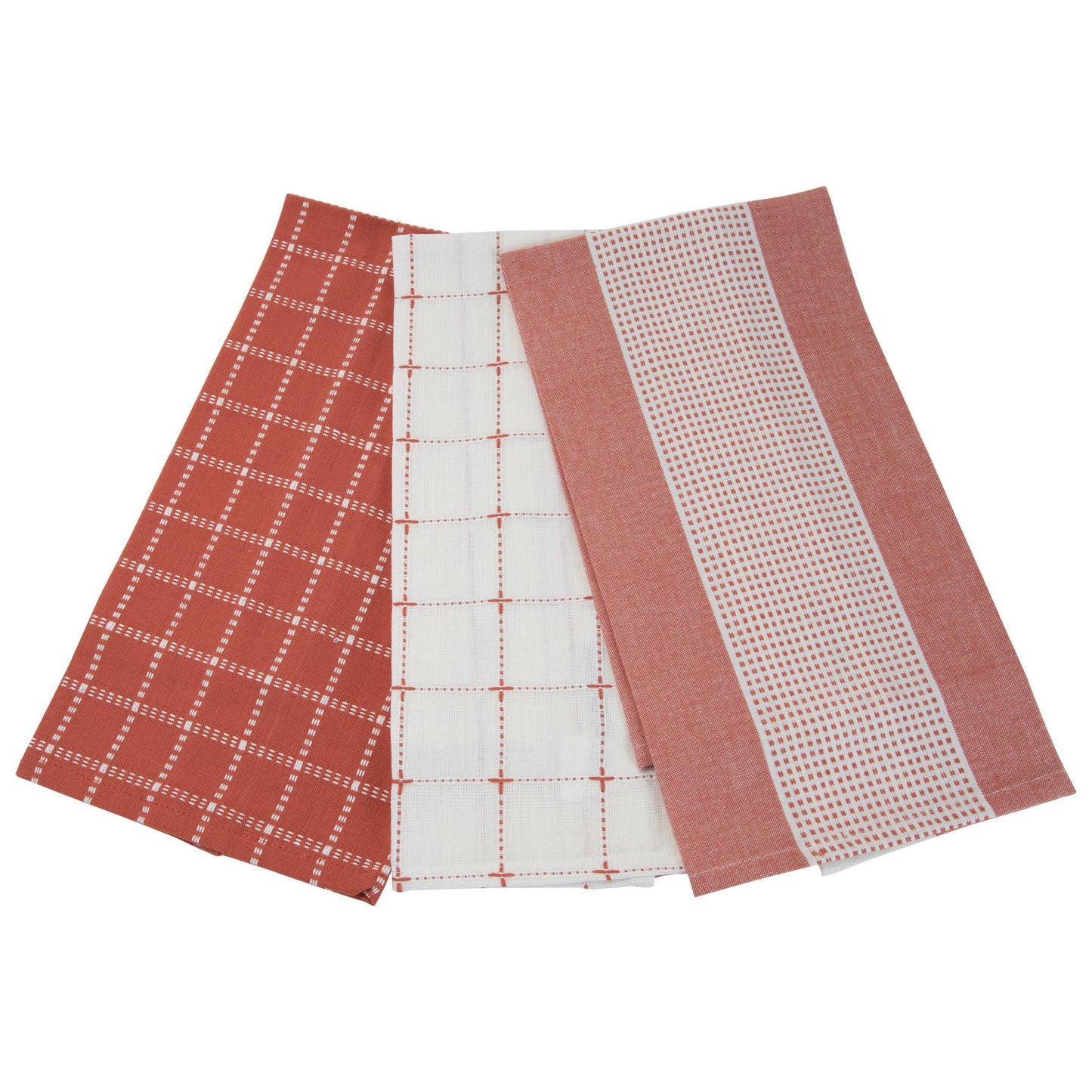 Foreside Home Set of 3 Logan Tea Towels Red