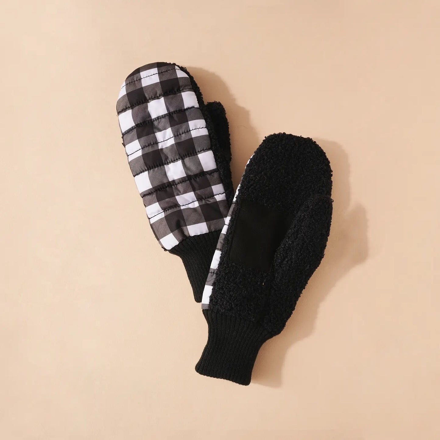 White Buffalo Check Mittens