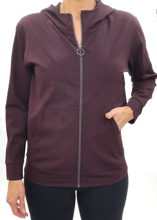 Carre Noir Zip Up Hoodie Eggplant
