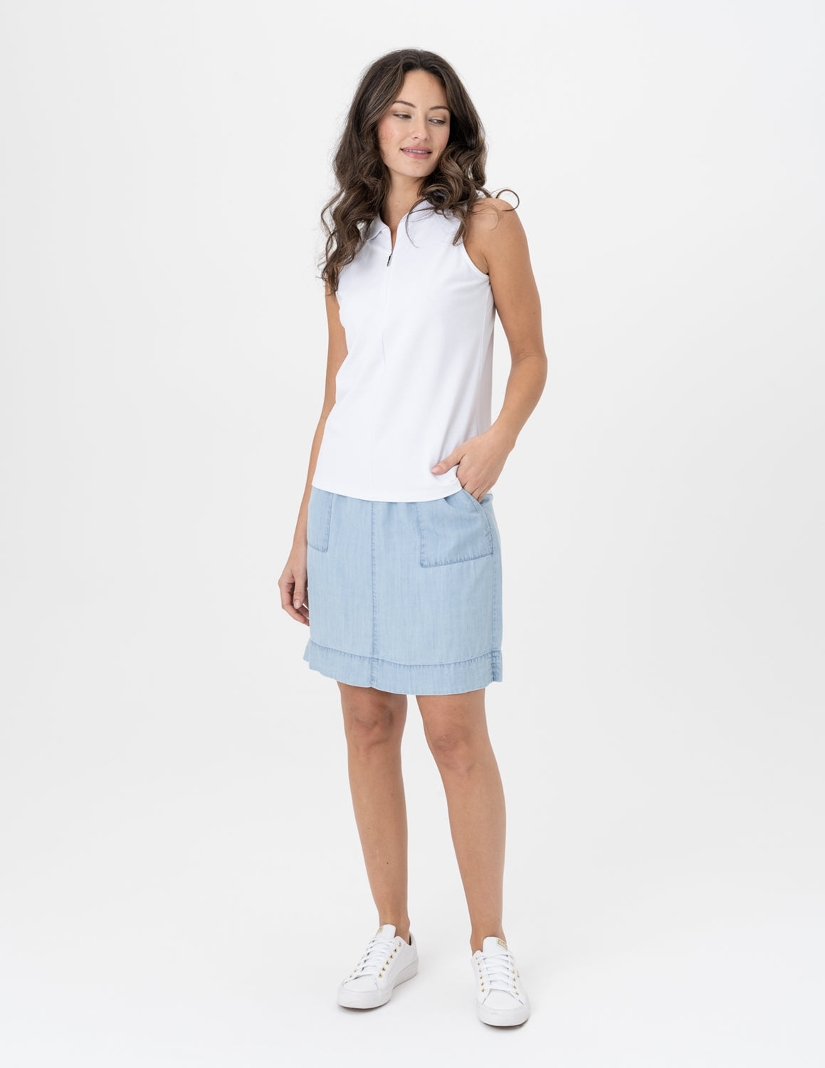Renuar Chambray Tencel Skort XS