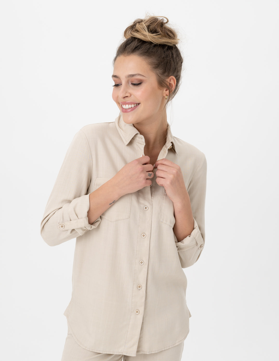 Renuar Tencel Blouse Cashew