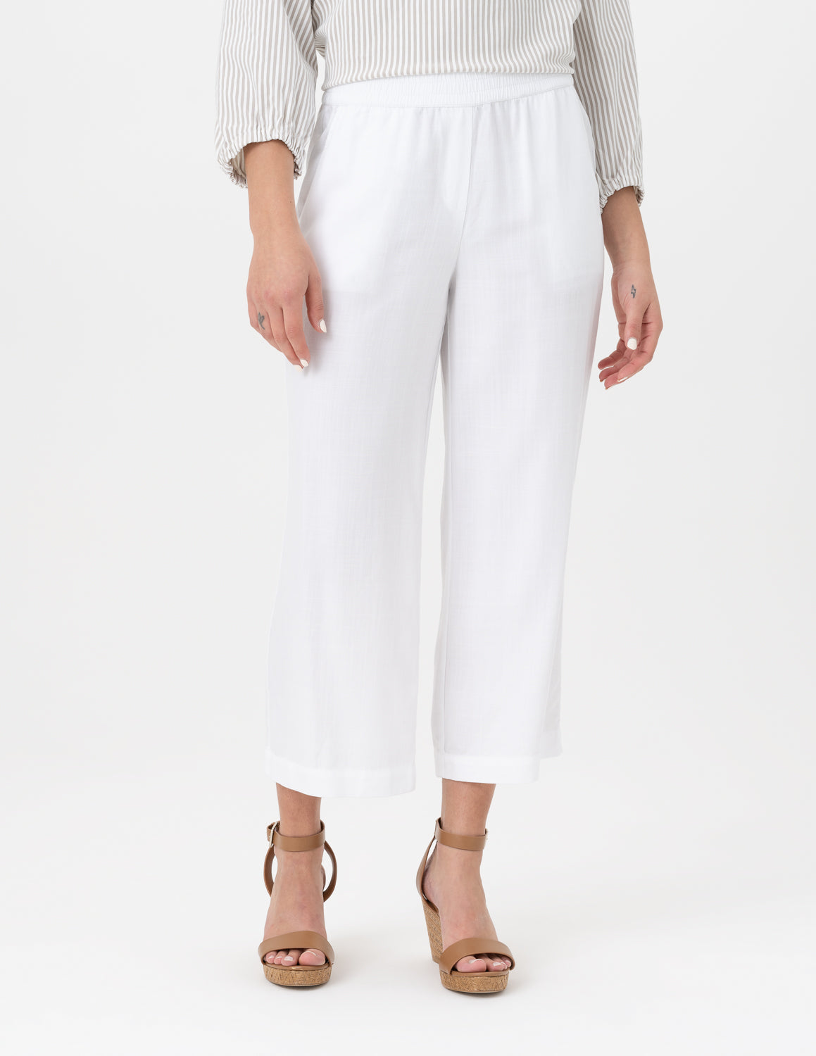 Renuar White Tencel Culotte Pant