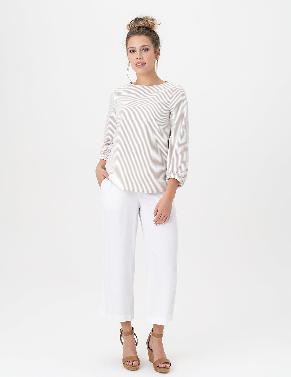 Renuar White Tencel Culotte Pant