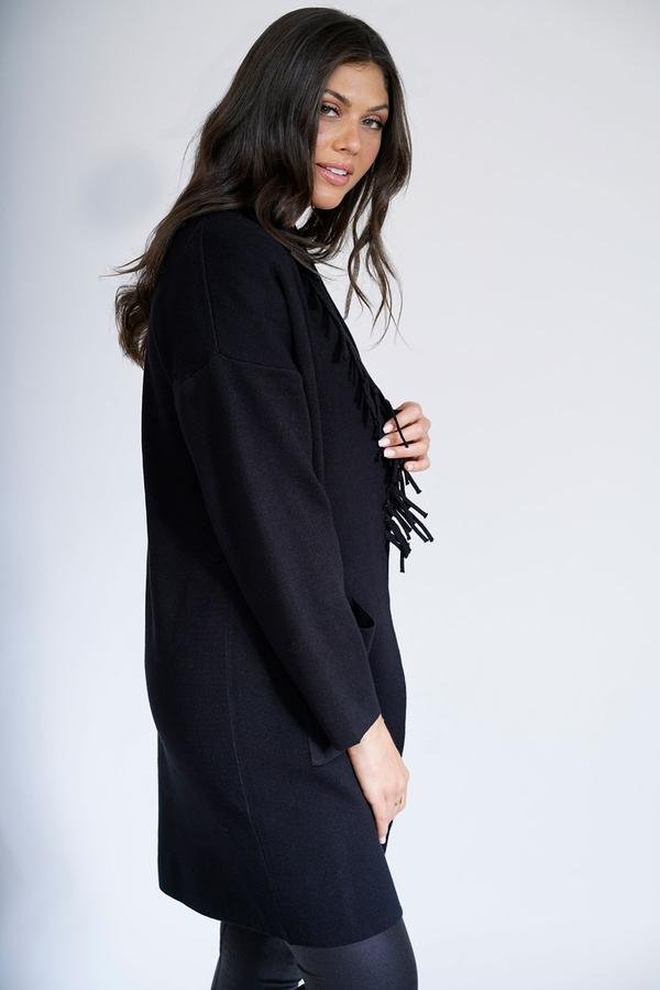 Raffinalla Black Fringe Cardigan