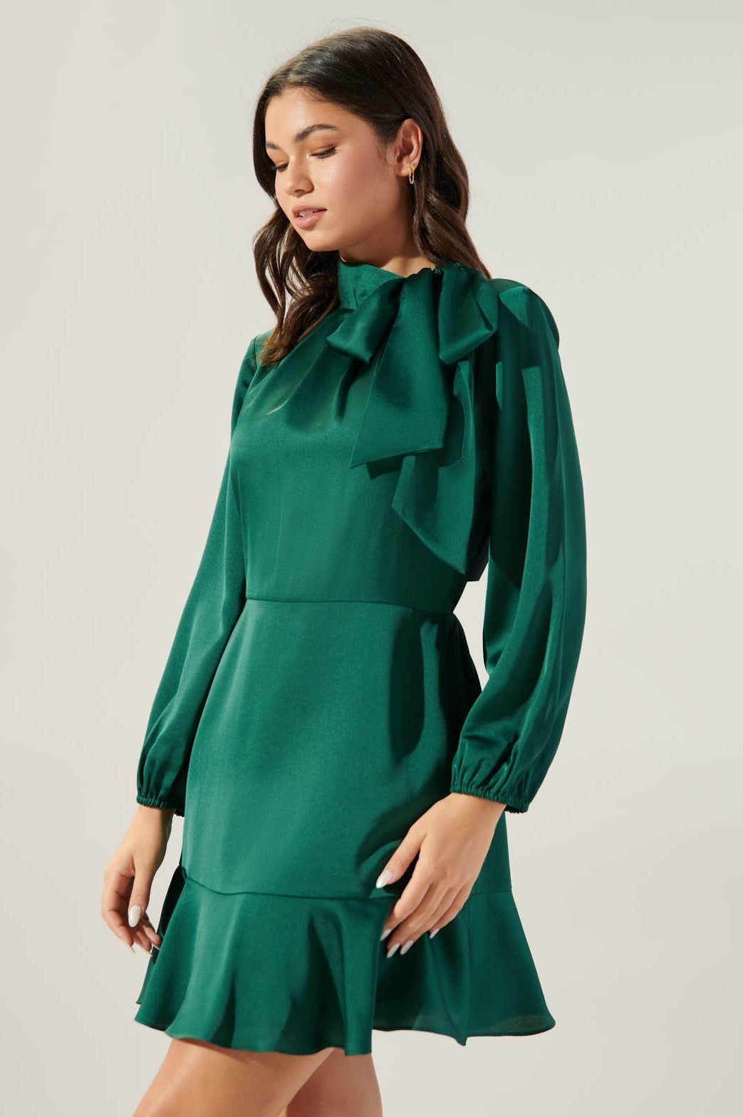 Sugarlips - Desiree Satin Tie Neck Mini Dress