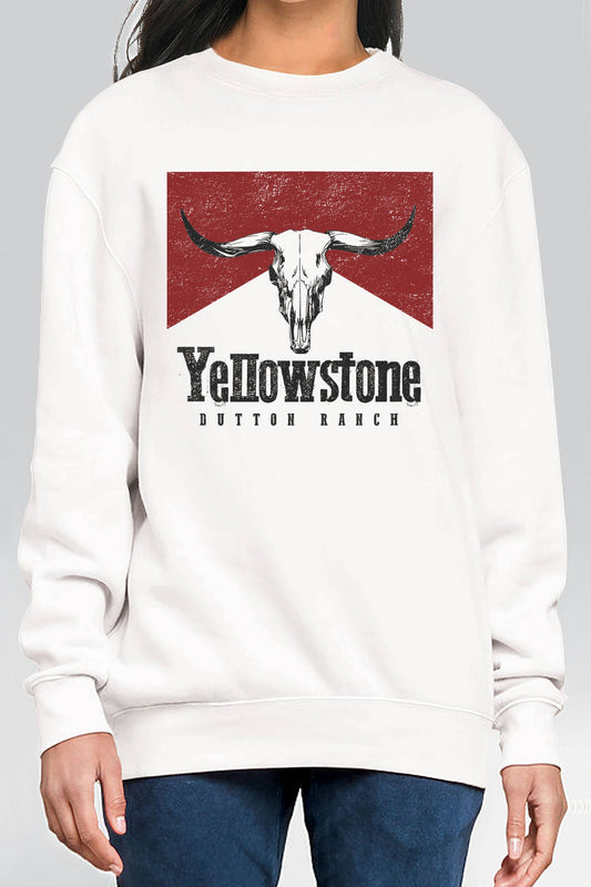 Yellowstone Unisex White Graphic Sweater