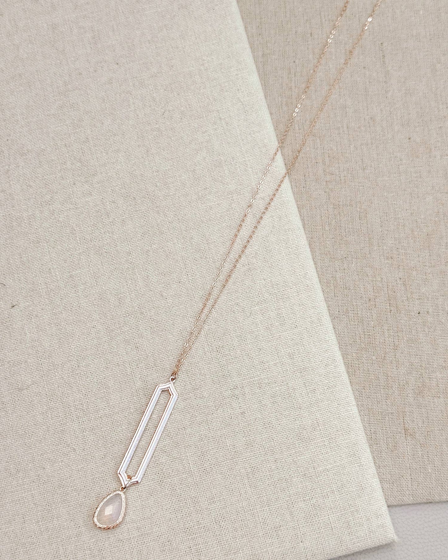 Gracie Rose Designs - Minimalist Rose Gold & Silver & Opal Glass Pendant Necklace